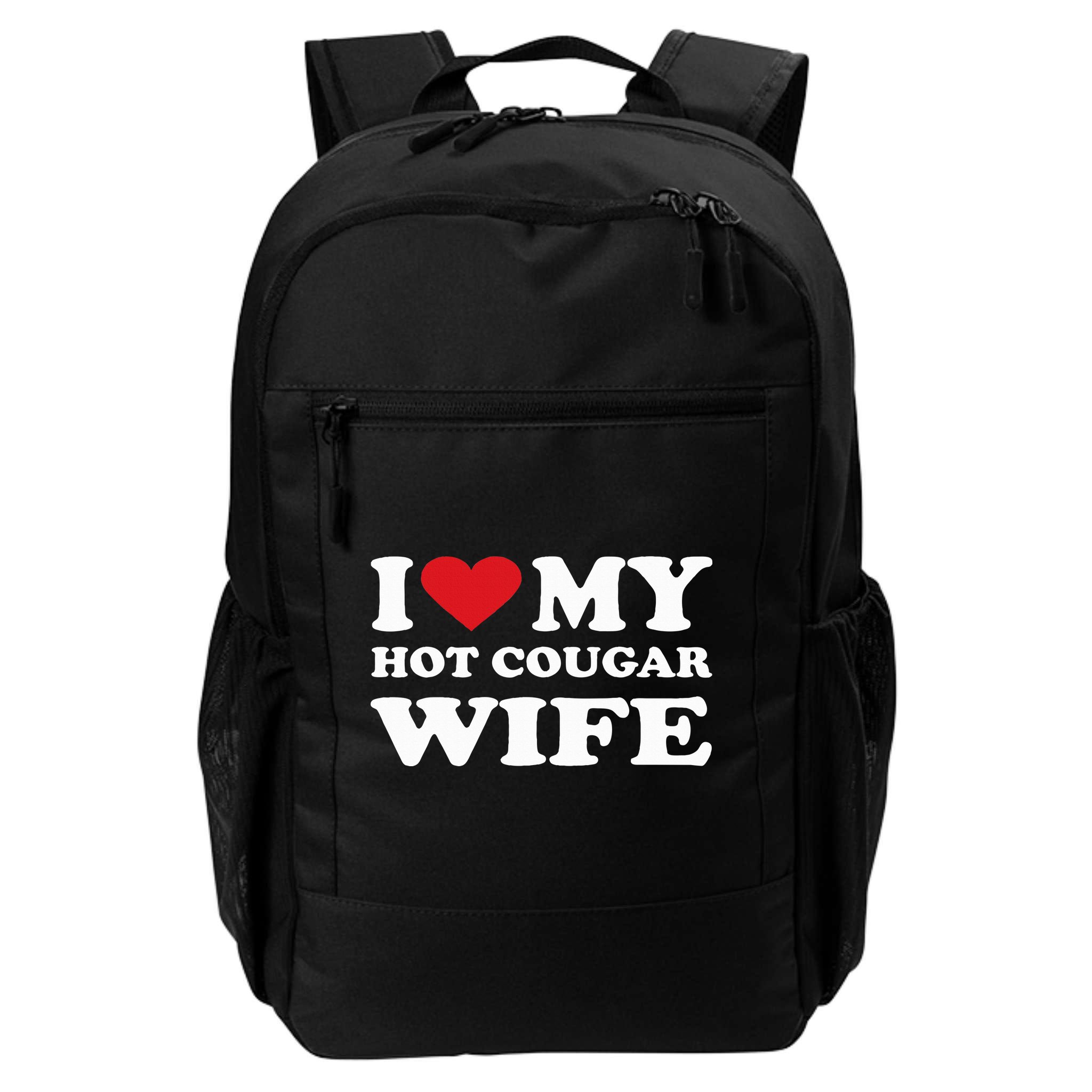 I Love My Hot Cougar Wife I Heart My Hot Cougar Wife Backpack