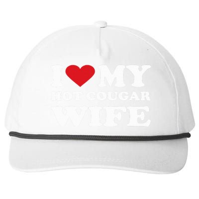 I Love My Hot Cougar Wife I Heart My Hot Cougar Wife Snapback Five-Panel Rope Hat