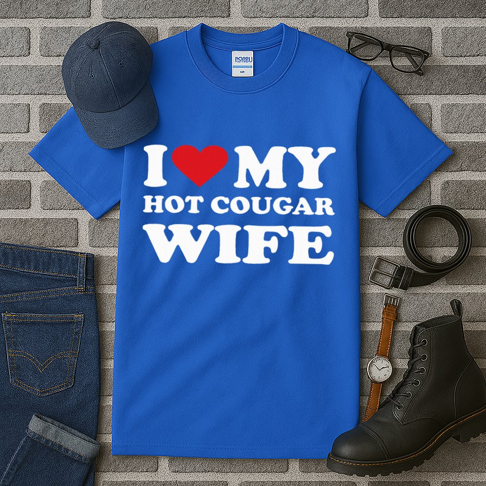 I Love My Hot Cougar Wife I Heart My Hot Cougar Wife Tall T-Shirt