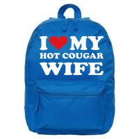 I Love My Hot Cougar Wife I Heart My Hot Cougar Wife 16 in Basic Backpack