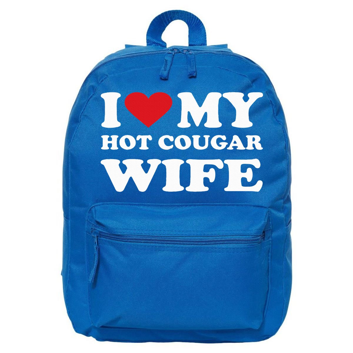 I Love My Hot Cougar Wife I Heart My Hot Cougar Wife 16 in Basic Backpack