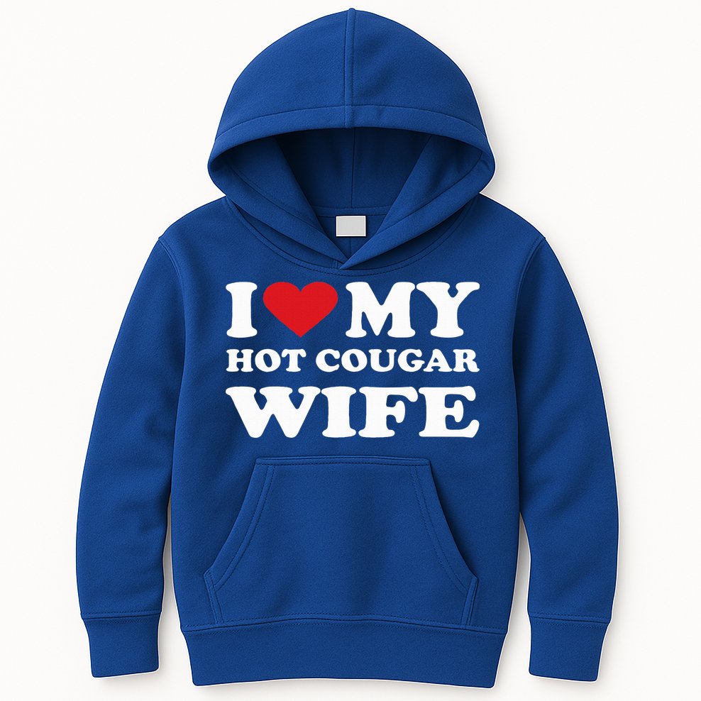I Love My Hot Cougar Wife I Heart My Hot Cougar Wife Kids Hoodie