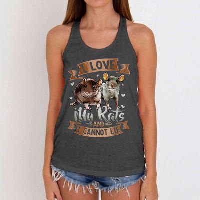 I Love My Rats I Cannot Lie Rat Mom Dad Heart Cute Rodent Women's Knotted Racerback Tank