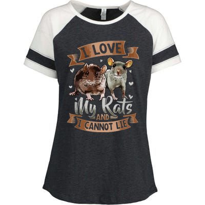 I Love My Rats I Cannot Lie Rat Mom Dad Heart Cute Rodent Enza Ladies Jersey Colorblock Tee