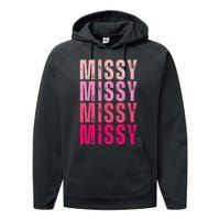 I Love Missy First Name Missy Vintage Performance Fleece Hoodie