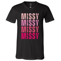 I Love Missy First Name Missy Vintage V-Neck T-Shirt