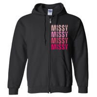 I Love Missy First Name Missy Vintage Full Zip Hoodie