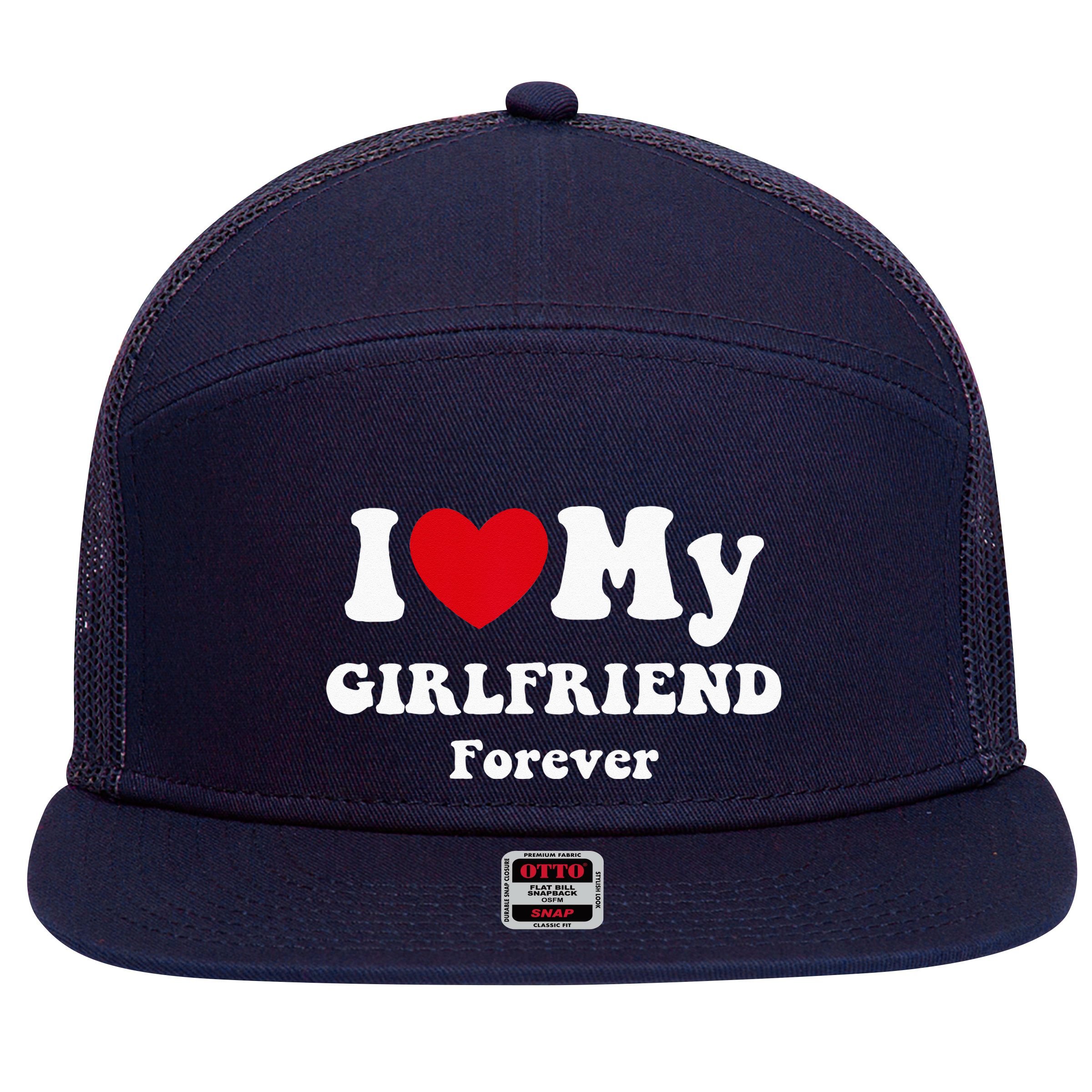 I Love My Girlfriend 7 Panel Mesh Trucker Snapback Hat