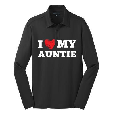 I Love My Auntie Favorite Family Member Valentines Aunt Meaningful Gift Silk Touch Performance Long Sleeve Polo