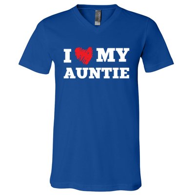 I Love My Auntie Favorite Family Member Valentines Aunt Meaningful Gift V-Neck T-Shirt