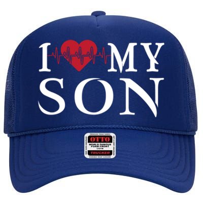 I Love My Son Is My Heartbeat For Valentines Day Christmas Cute Gift High Crown Mesh Back Trucker Hat