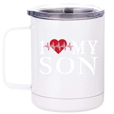 I Love My Son Is My Heartbeat For Valentines Day Christmas Cute Gift 12 oz Stainless Steel Tumbler Cup