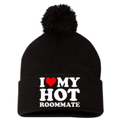 I Love My Hot Roommate Pom Pom 12in Knit Beanie