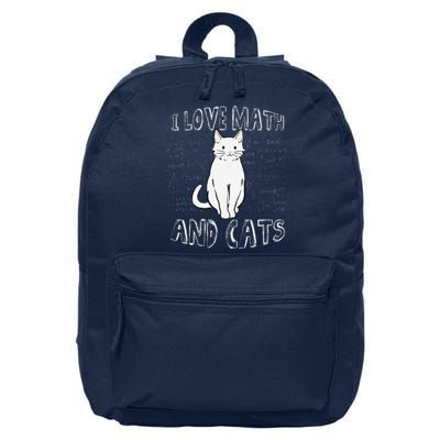 I Love Math And Cats Cute Funny Pet Lover Teacher Student 16 in Basic Backpack