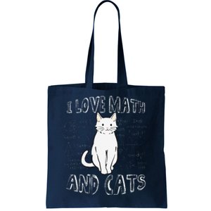 I Love Math And Cats Cute Funny Pet Lover Teacher Student Tote Bag