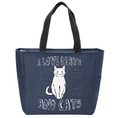 I Love Math And Cats Cute Funny Pet Lover Teacher Student Zip Tote Bag