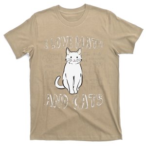 I Love Math And Cats Cute Funny Pet Lover Teacher Student T-Shirt