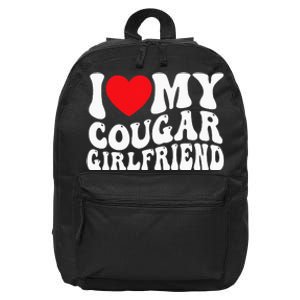 I Love My Cougar Girlfriend Groovy Retro 16 in Basic Backpack