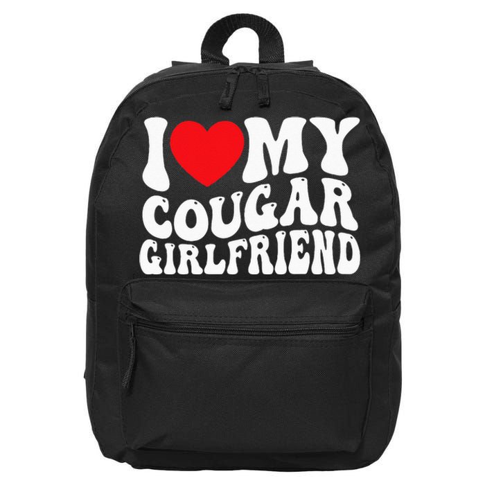 I Love My Cougar Girlfriend Groovy Retro 16 in Basic Backpack