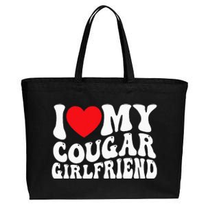 I Love My Cougar Girlfriend Groovy Retro Cotton Canvas Jumbo Tote