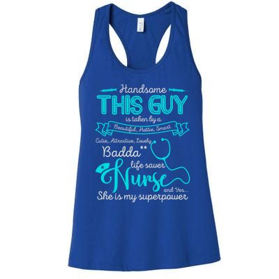 I Love My Nurse Proud Nurses Husband Gift Women's Racerback Tank