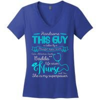 I Love My Nurse Proud Nurses Husband Gift Women's V-Neck T-Shirt