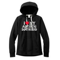 I Love My Autistic Boyfriend I Heart My Bf Girlfriend Women's Fleece Hoodie