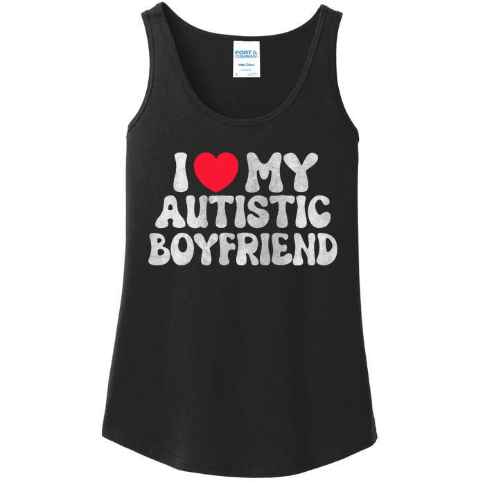 I Love My Autistic Boyfriend I Heart My Bf Girlfriend Ladies Essential Tank