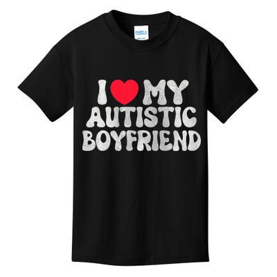 I Love My Autistic Boyfriend I Heart My Bf Girlfriend Kids T-Shirt