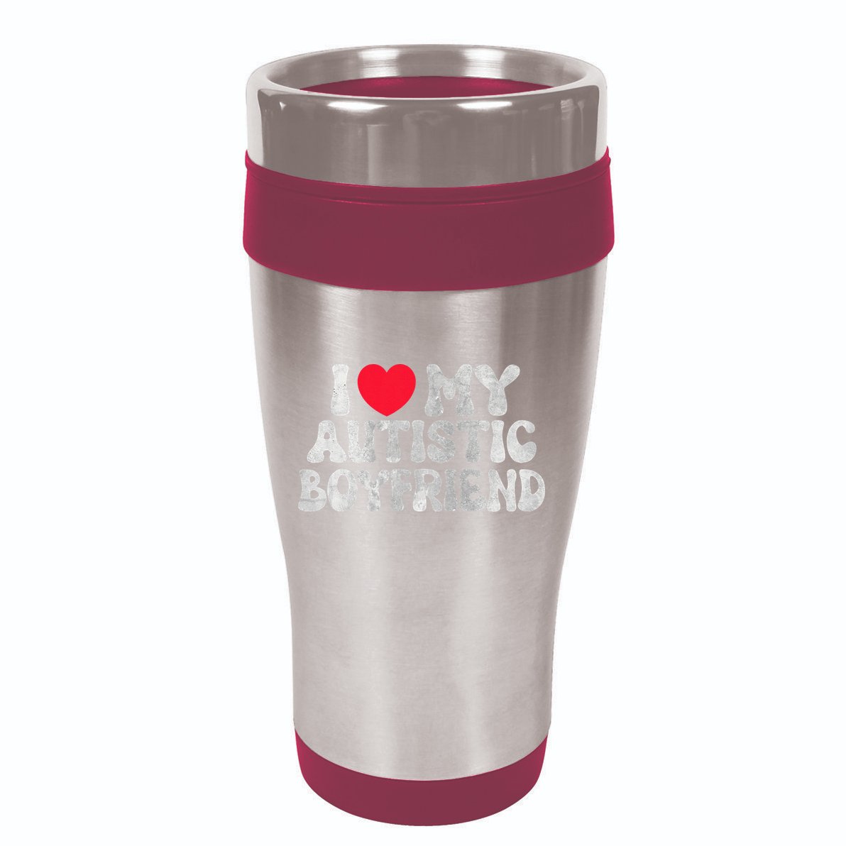 I Love My Autistic Boyfriend I Heart My Bf Girlfriend 16oz Travel Tumbler