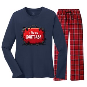 I Like My Sootcase Suitcase Funny Trump Victory 2024 Meme Women's Long Sleeve Flannel Pajama Set 