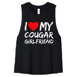 I Love My Cougar Girlfriend I Heart My Cougar Girlfriend GF Women's Racerback Cropped Tank