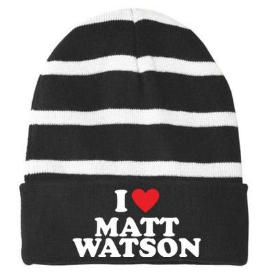 I Love Matt Watson Striped Beanie with Solid Band