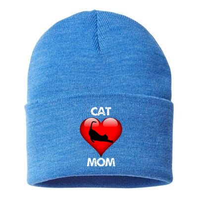 I Love My Cat Cat Mom Gift Sustainable Knit Beanie