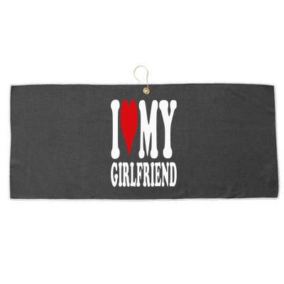 I Love My Girlfriend Gf I Heart My Girlfriend GF Large Microfiber Waffle Golf Towel