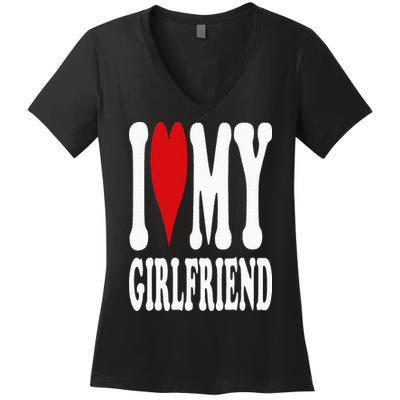I Love My Girlfriend Gf I Heart My Girlfriend GF Women's V-Neck T-Shirt