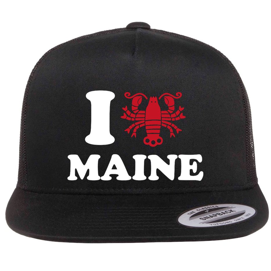 I Love Maine Heart As Lobster Flat Bill Trucker Hat