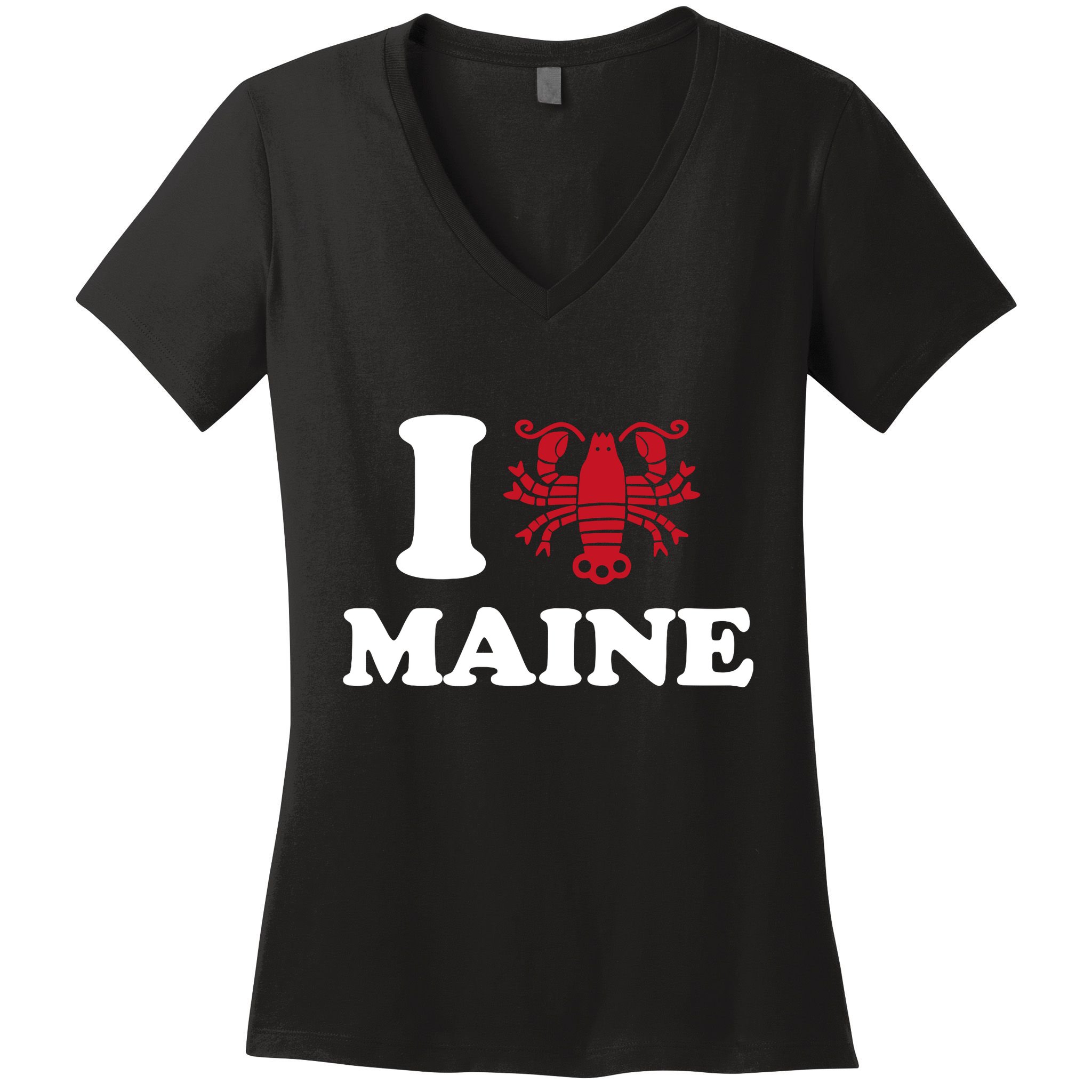 I Love Maine Heart As Lobster Women's V-Neck T-Shirt