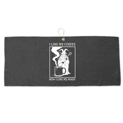 I Like My Coffee How I Like My Magic Large Microfiber Waffle Golf Towel