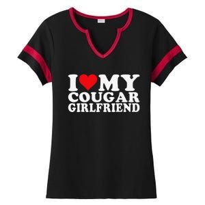 I Love My Cougar Girlfriend I Heart My Cougar Girlfriend Ladies Halftime Notch Neck Tee