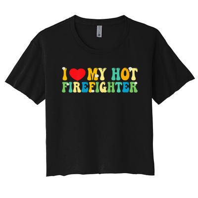 I Love My Boyfriend I Love My Hot Boyfriend So Stay Away Women's Crop Top Tee