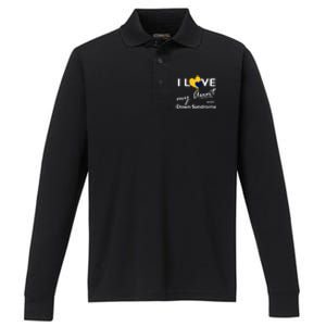 I Love My Aunt With Down Syndrome Gift Family Matching Performance Long Sleeve Polo