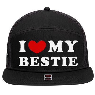 I Love My Bestie I Heart My Bestie 7 Panel Mesh Trucker Snapback Hat