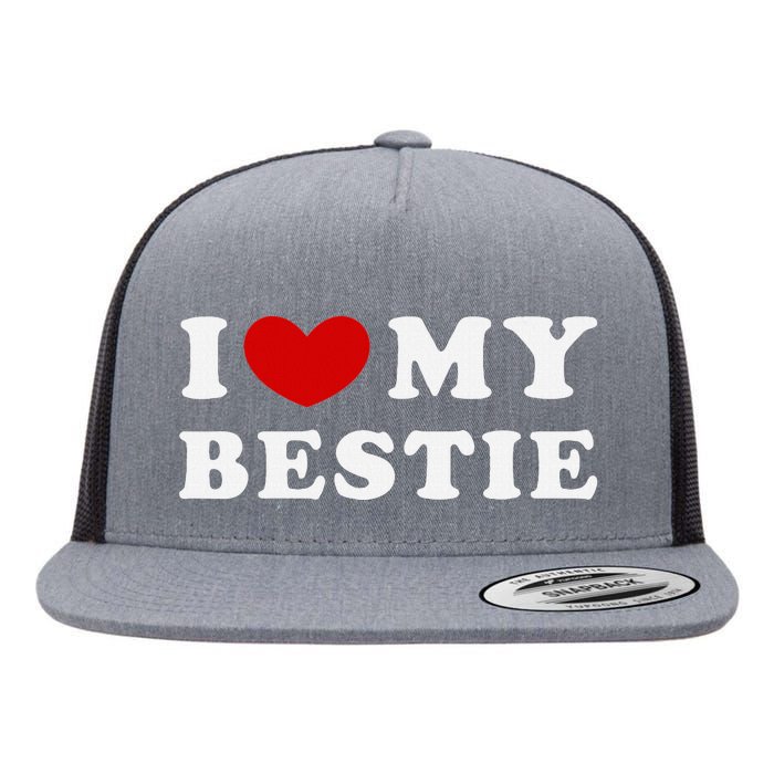 I Love My Bestie I Heart My Bestie Flat Bill Trucker Hat