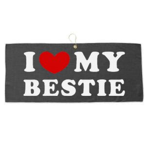 I Love My Bestie I Heart My Bestie Large Microfiber Waffle Golf Towel