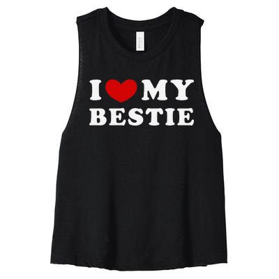 I Love My Bestie I Heart My Bestie Women's Racerback Cropped Tank