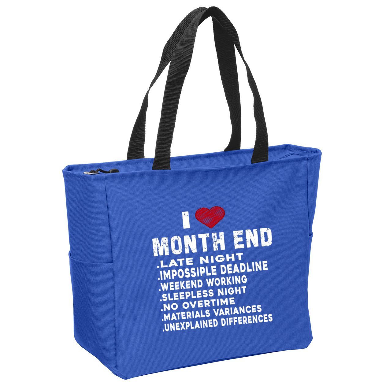 I Love Month End Funny Accountants Quotes Birthday Funny Gift Zip Tote Bag