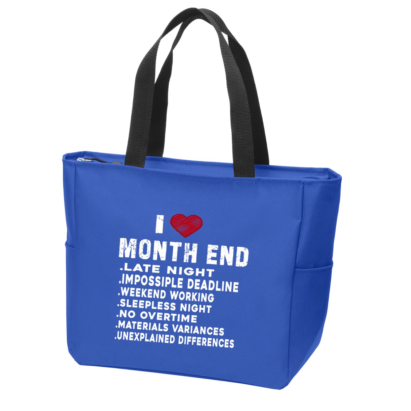 I Love Month End Funny Accountants Quotes Birthday Funny Gift Zip Tote Bag