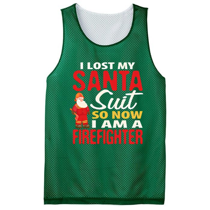 I Lost My Santa Suit Funny Fireman Mesh Reversible Basketball Jersey Tank