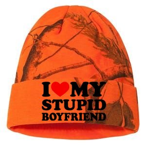 I Love My Stupid Boyfriend I Heart My Stupid Bf Valentine Kati Licensed 12" Camo Beanie